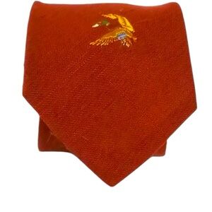 Vintage Michael Reed Woven Tie Tipped Bar-Tac Slip String 54x3 W Embroidery Duck